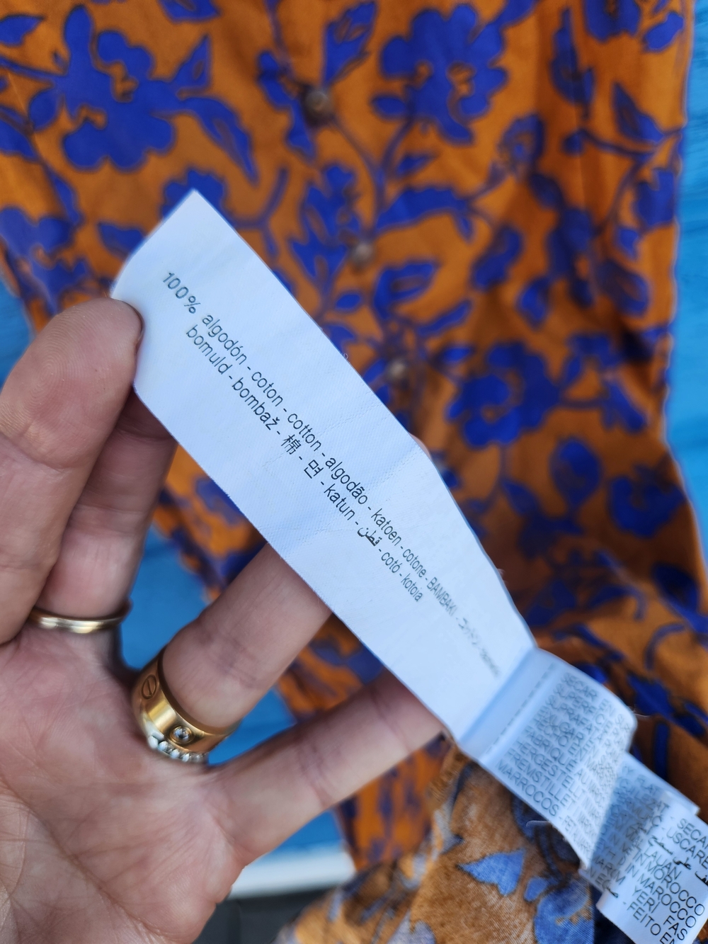 Zara Mustard Midi Dress with Blue Floral Print - Picture 9 of 11